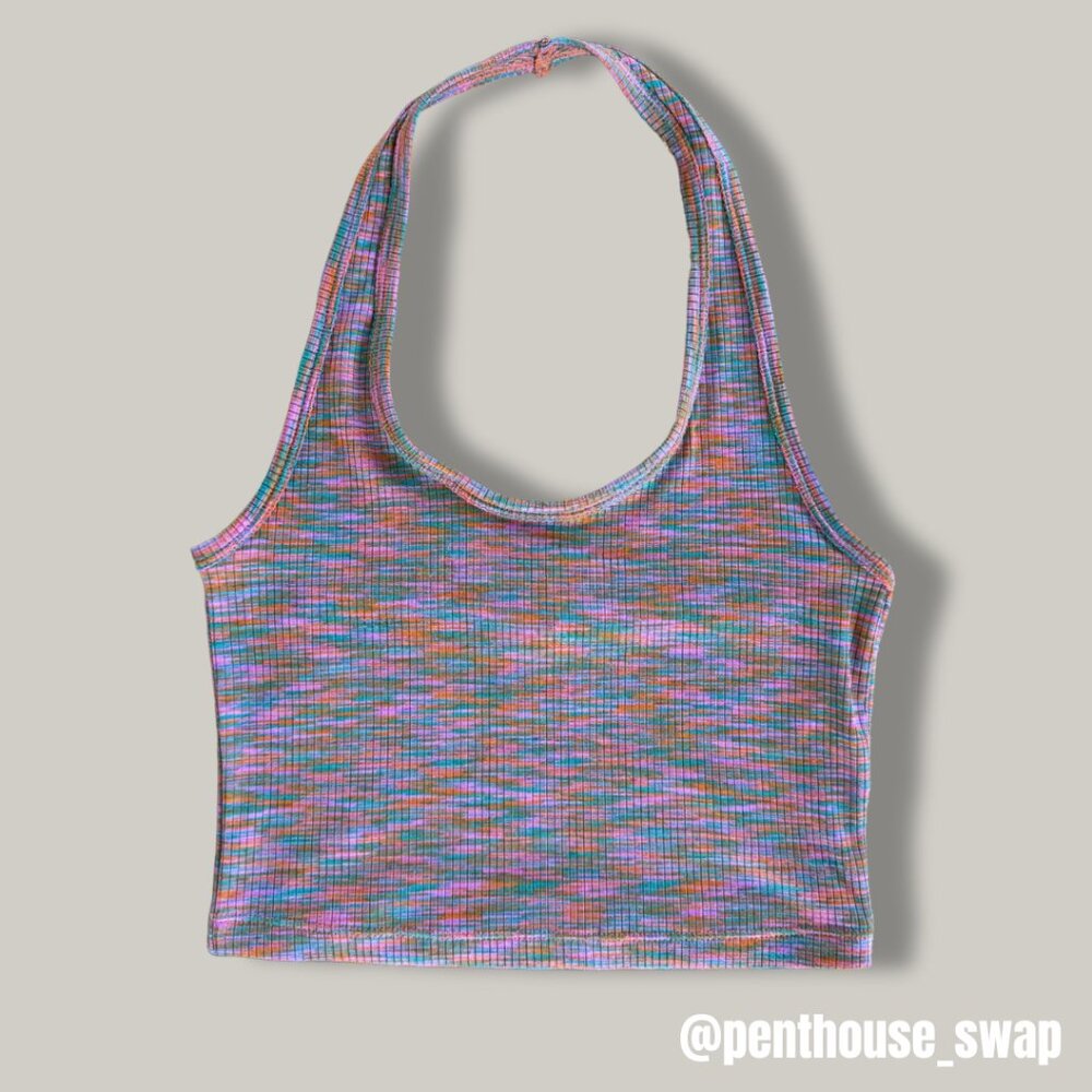H&M Colorful Halter Crop Tank Top, Size S